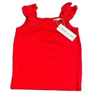 Janie and Jack Poppy Red Tank Top Girls Size 3 New with Tags Ruffle Sleeve Flora